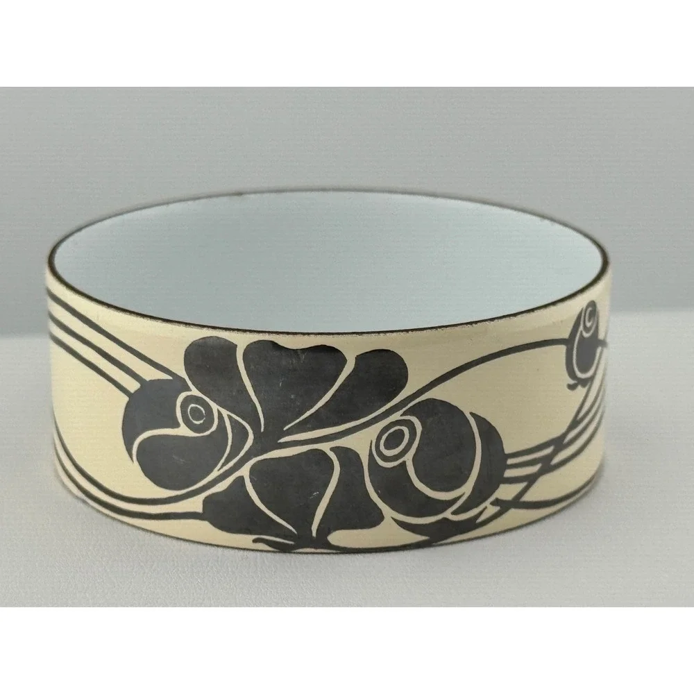 Vintage Enamel Rose Flower Bangle Bracelet Unsigned Possibly Michaela Frey‎